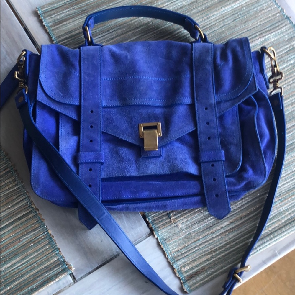 Blue suede lightly worn satchel medium